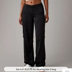 AE High Waisted Satin Baggy Cargo Jogger